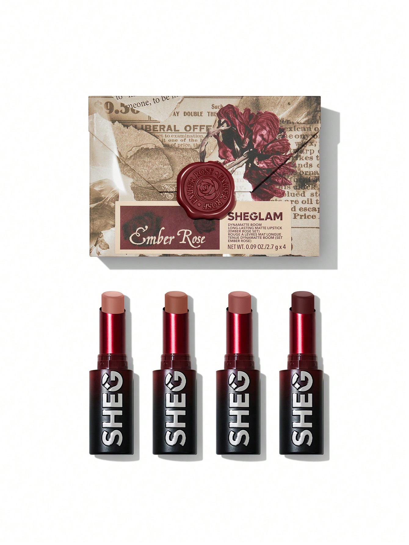 sheglam Sheglam Ember Rose Dynamatte Boom Matte Lipstick Set 4 Pcs